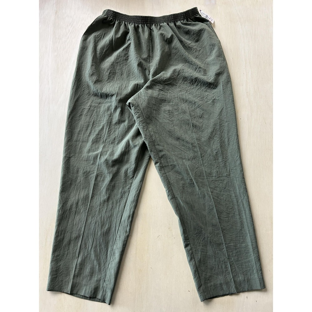 Alfred Dunner Dress Pants Womens 18W Green Straight Leg Elastic Waist Made USA